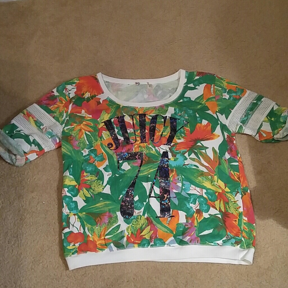 Juicy Couture Floral Print Scoop Shirt M/L